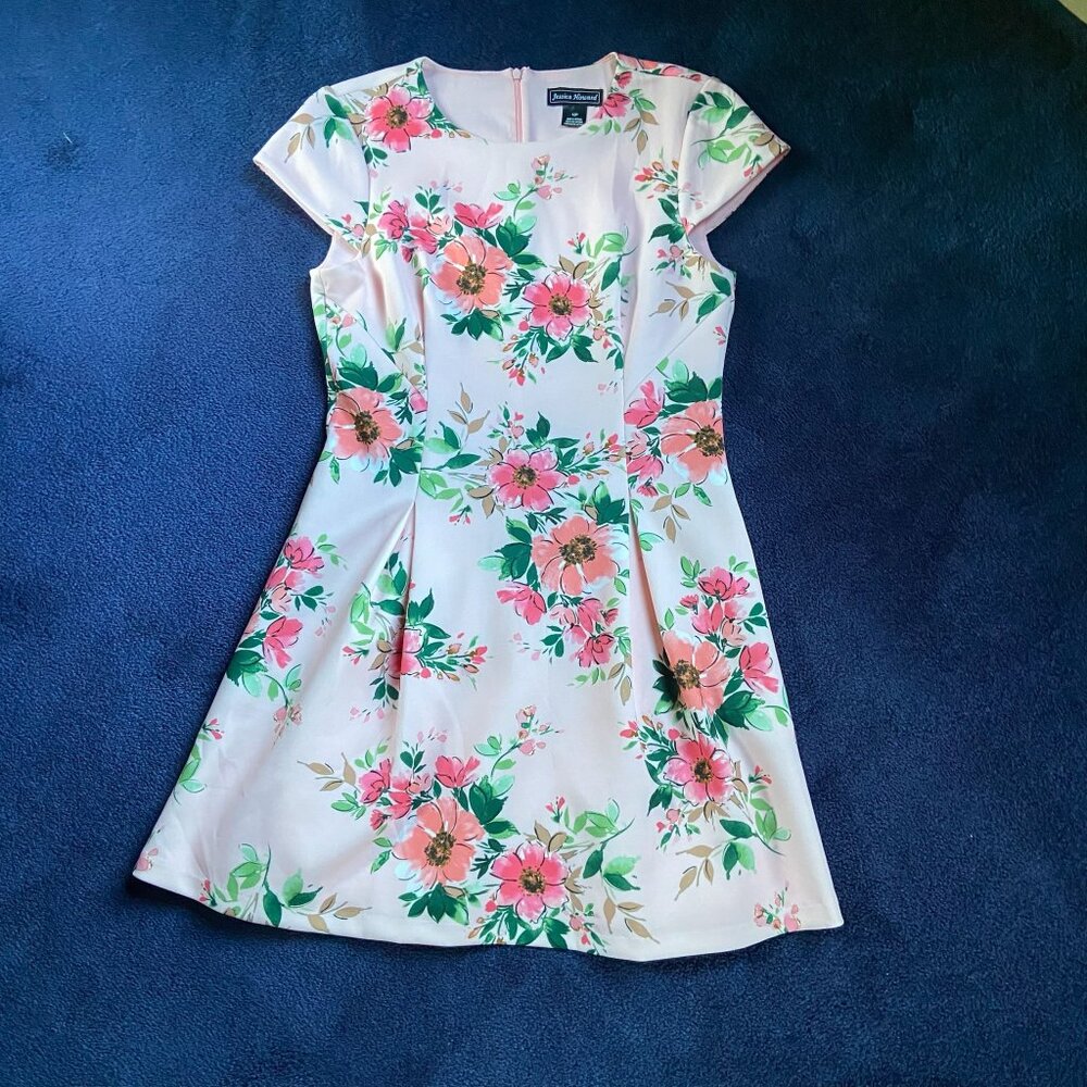 Jessica Howard Womens Pink Floral Fit & Flare Dress Sz 12P - Picture 1 of 6